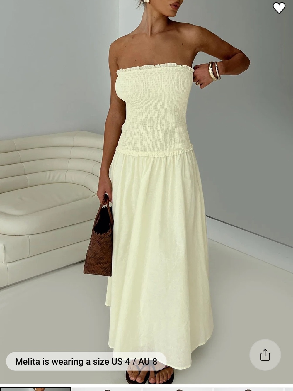 Princess Polly Cream Strapless Smocked Maxi Dress